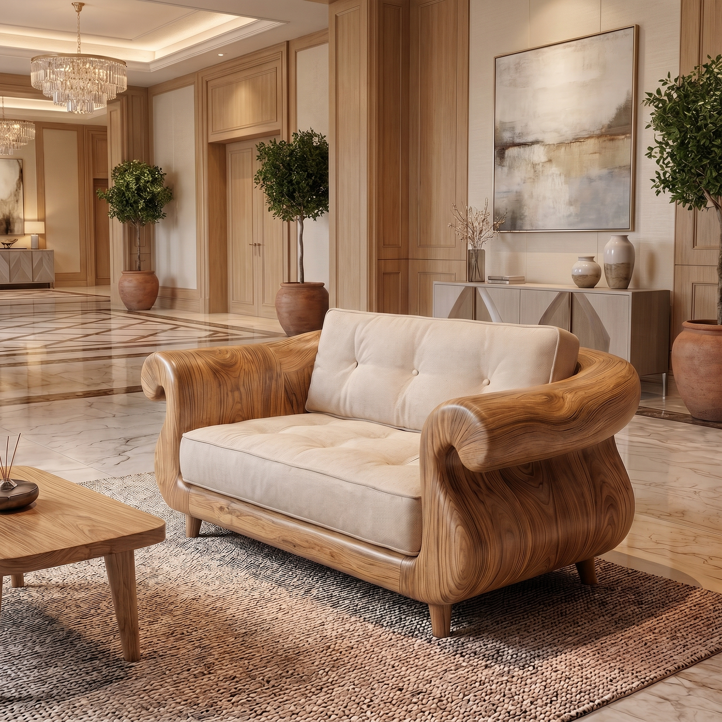Handcrafted Armchair Nature Inspired Artistic Design For Living Room