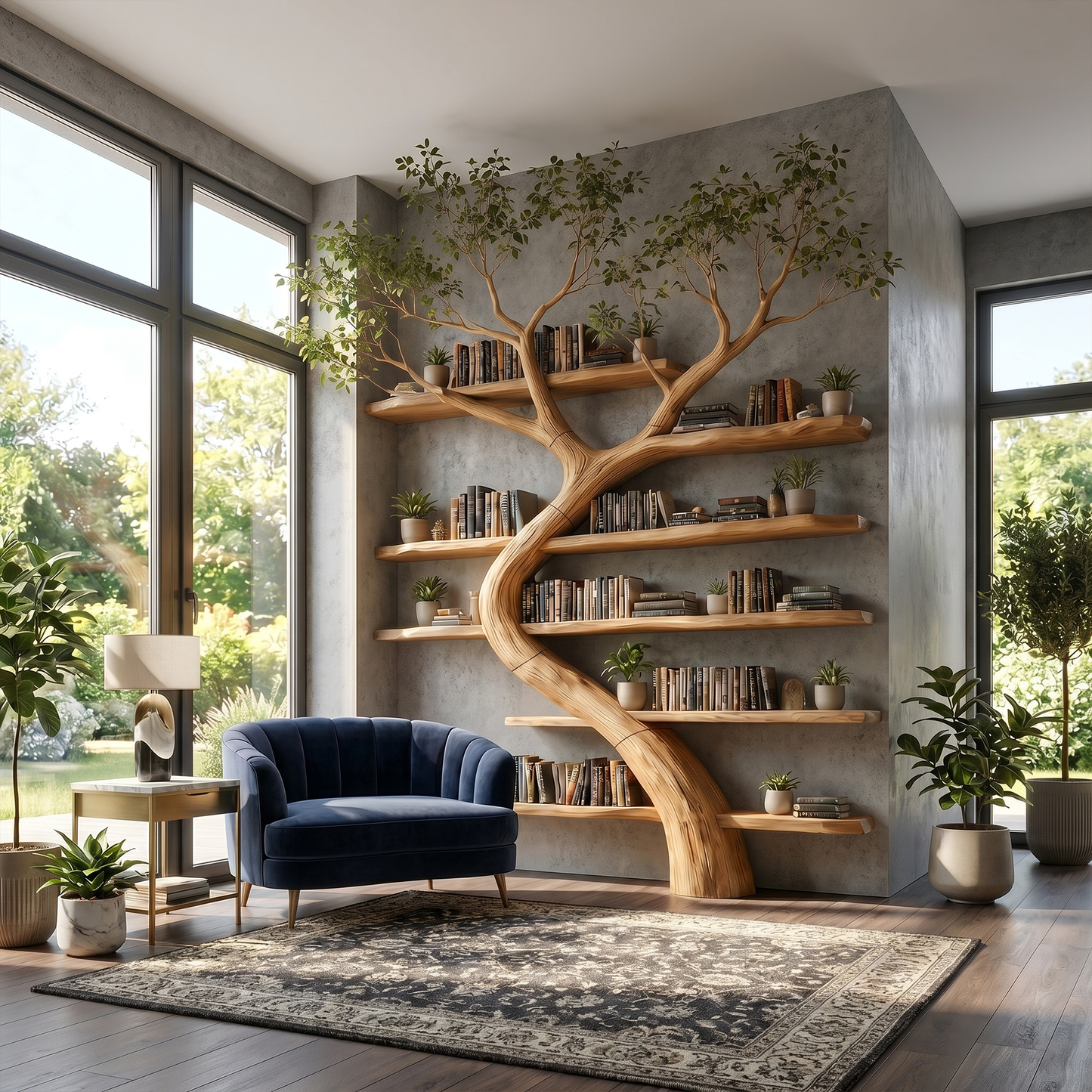 Rustic Tree Bookcase Living Room
