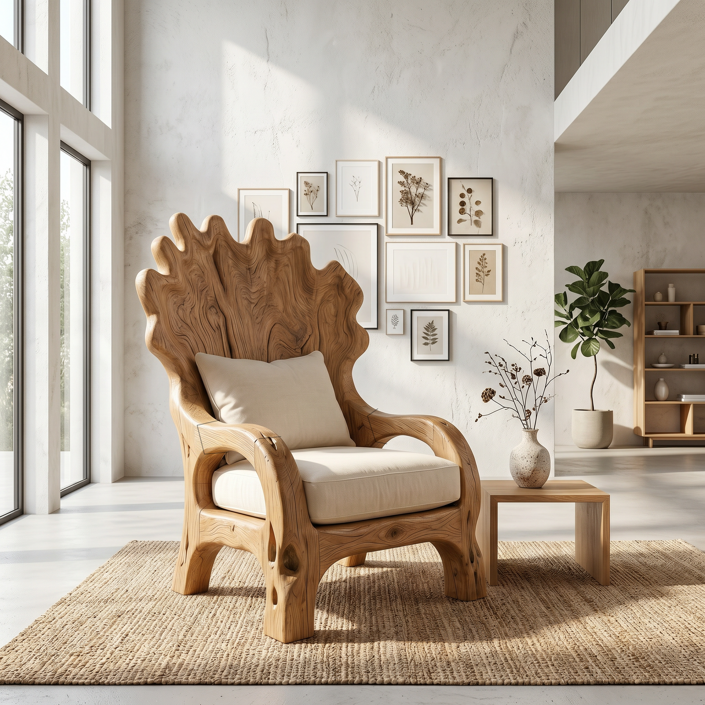 Handcrafted Wooden Lounge Chair For Living Room And Reading Nook