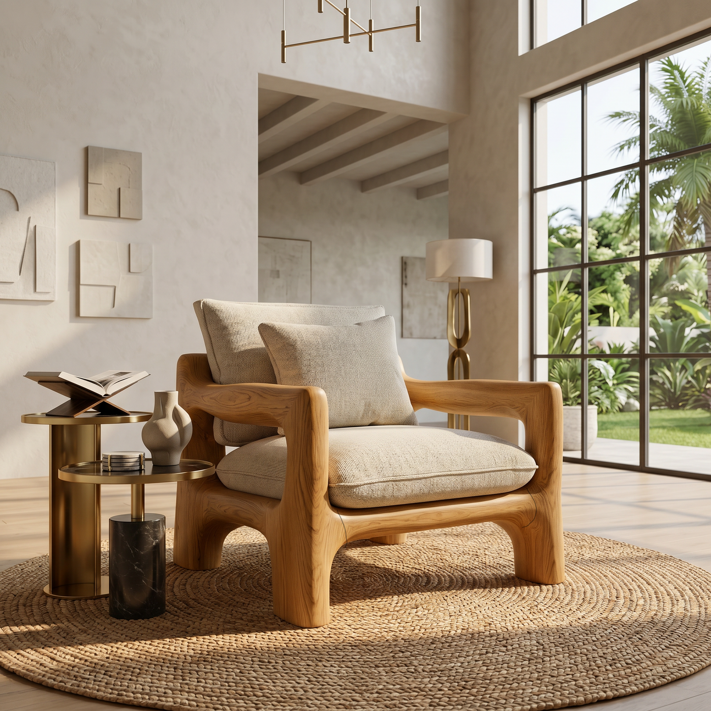 Rustic Organic Accent Chair For Living Room Statement Seating