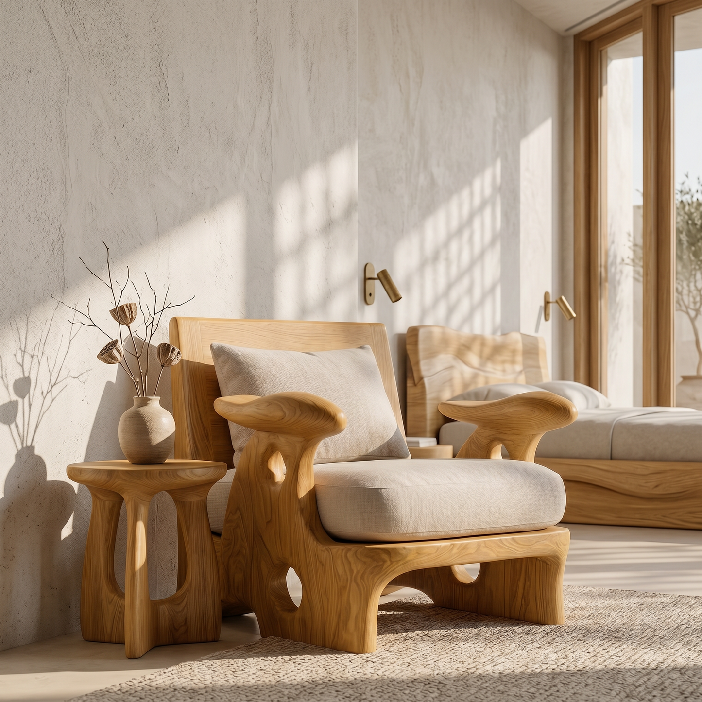 Organic Sculptural Armchair For Living Room Accent Seating And Interior Decor