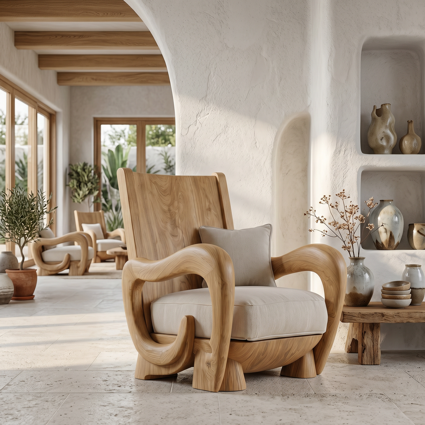 Scandinavian Wooden Armchair For Living Room Cozy Lounge Seating