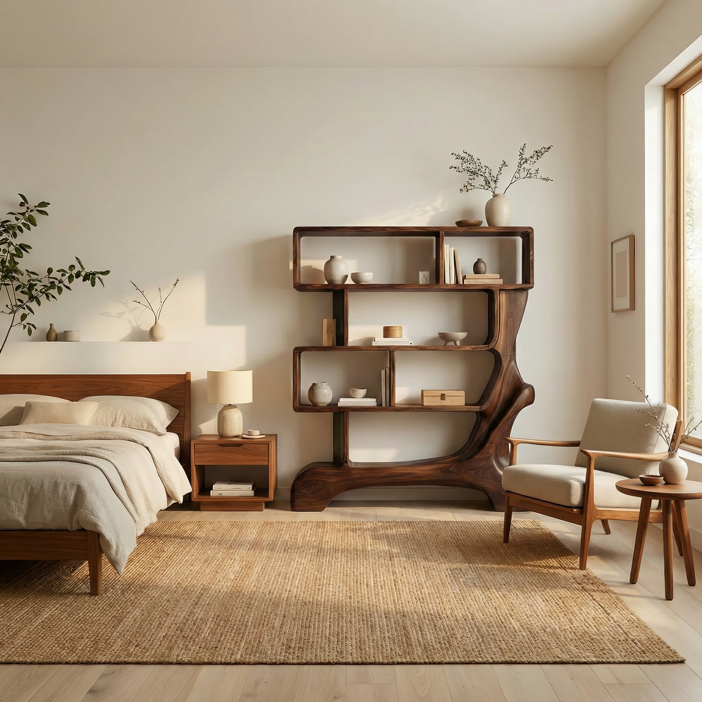 Organic Sculptural Bookshelf For Living Room And Office