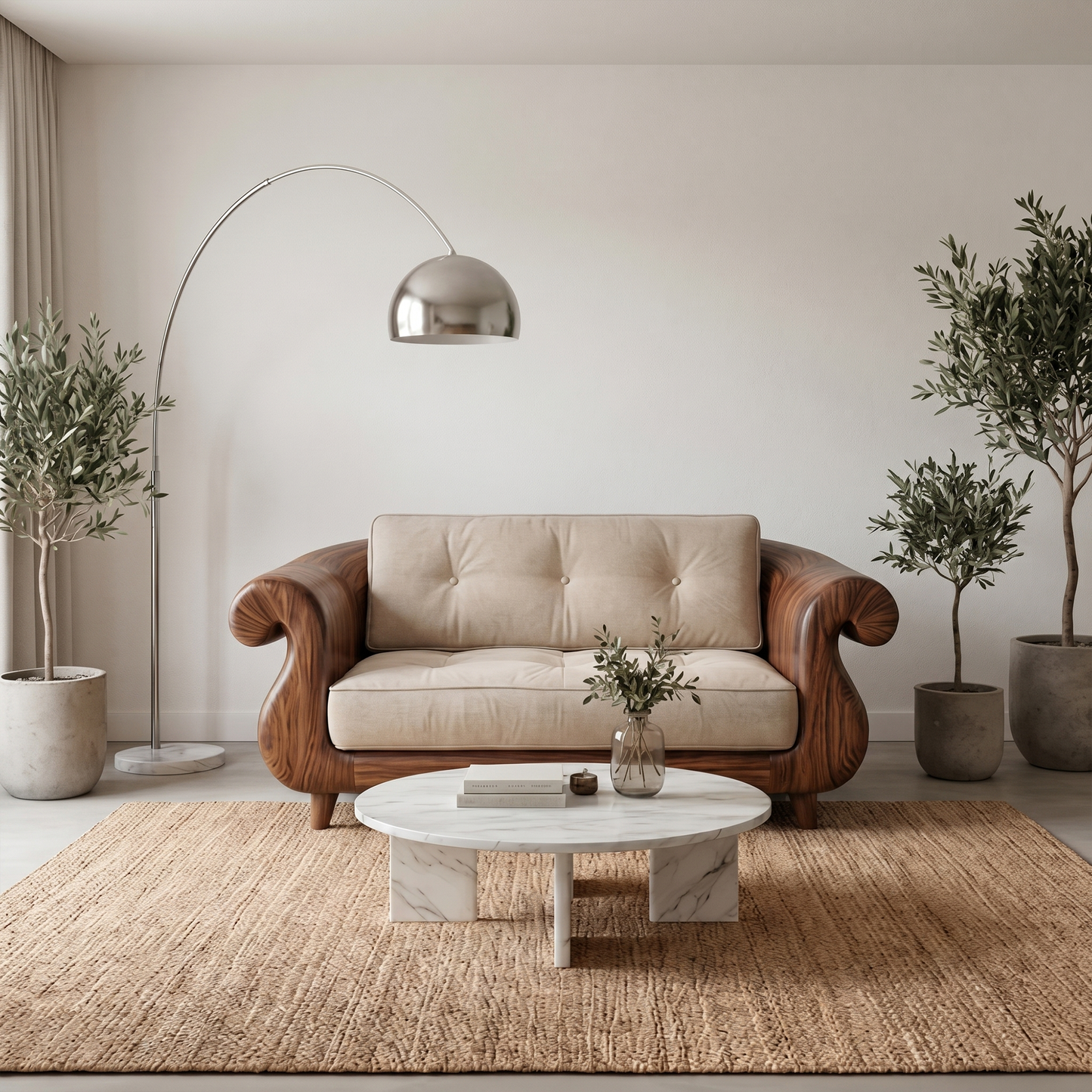 Handcrafted Armchair Nature Inspired Artistic Design For Living Room