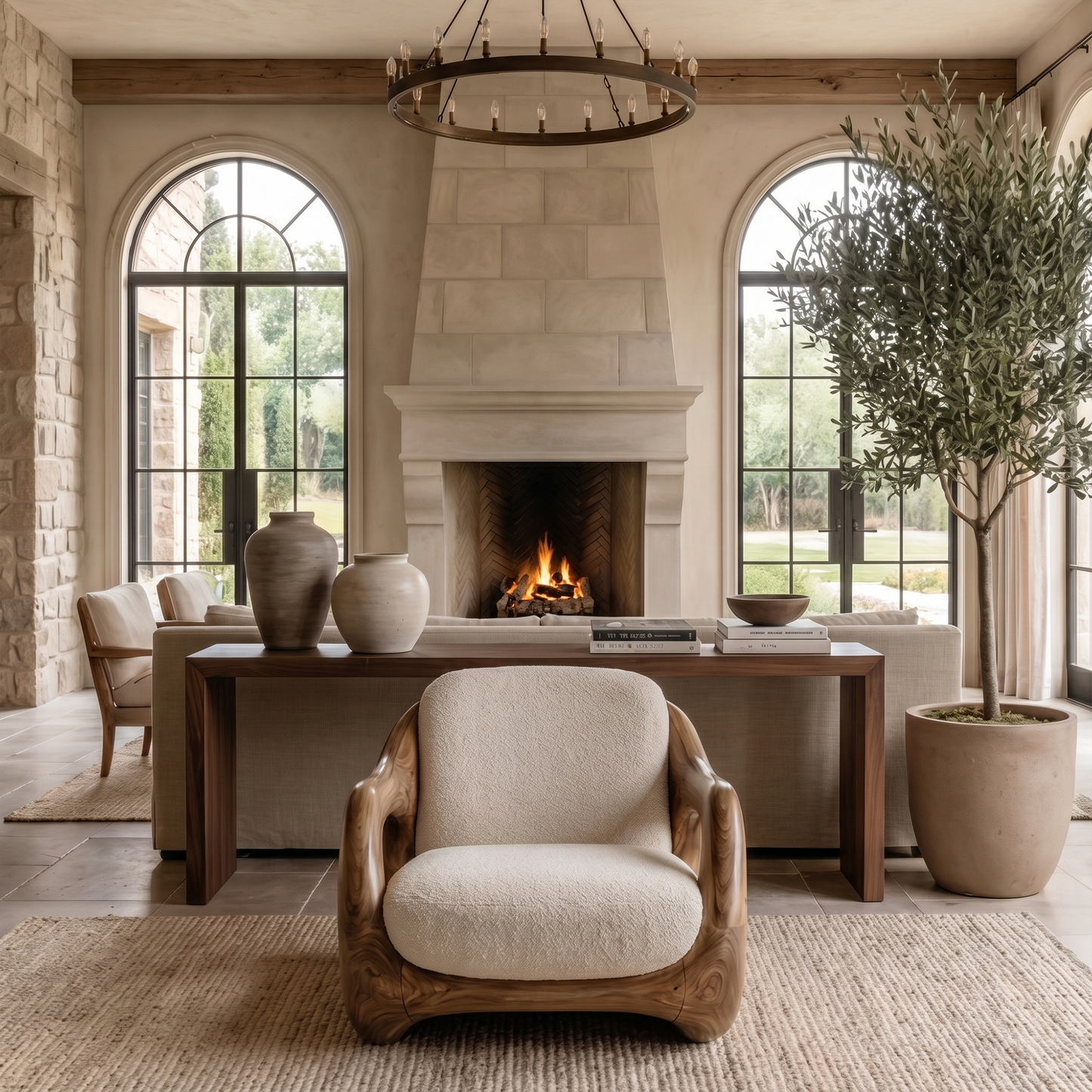 Sculptural Armchair Nature Inspired Wood Design For Living Room