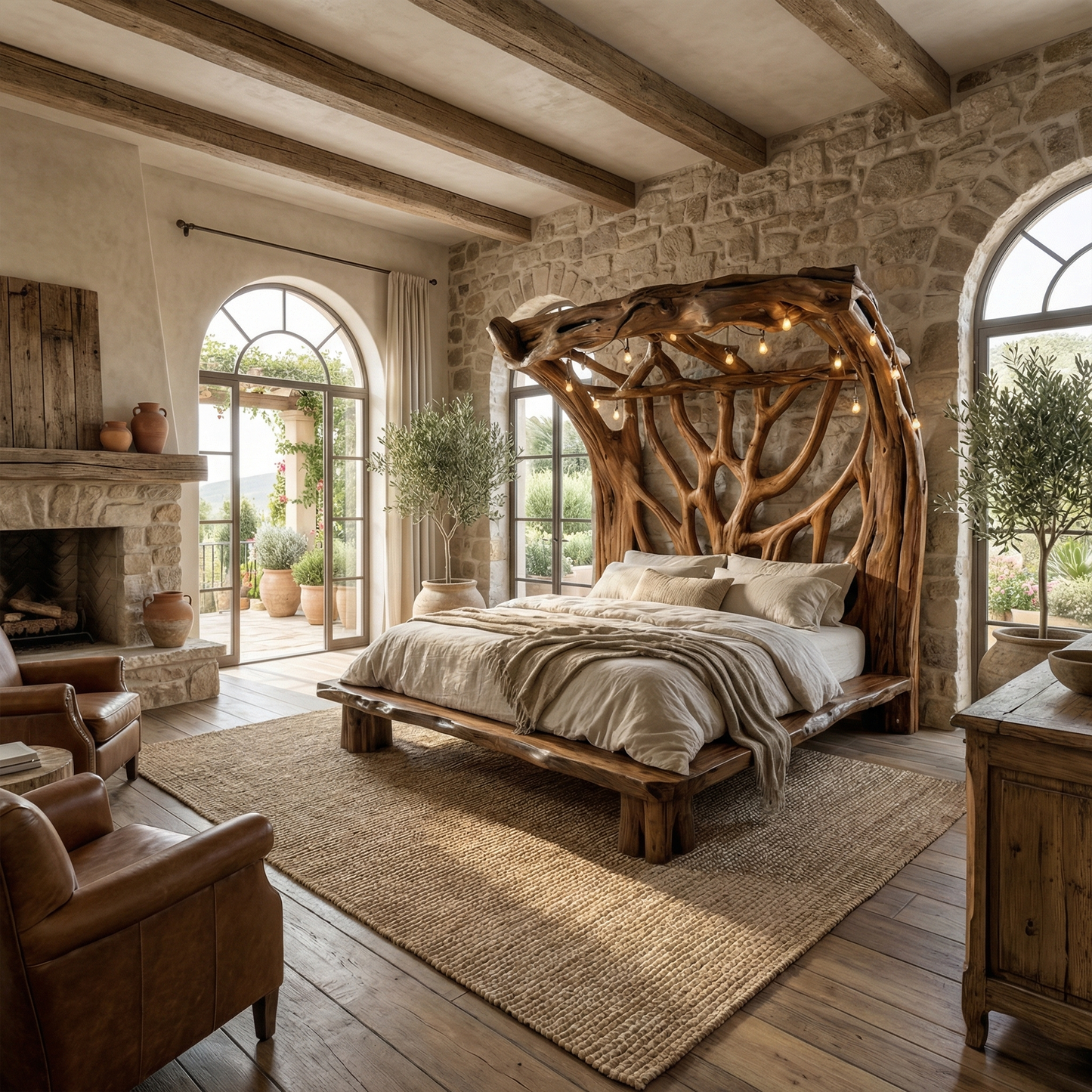 Rustic Tree Bed Modern Bedroom