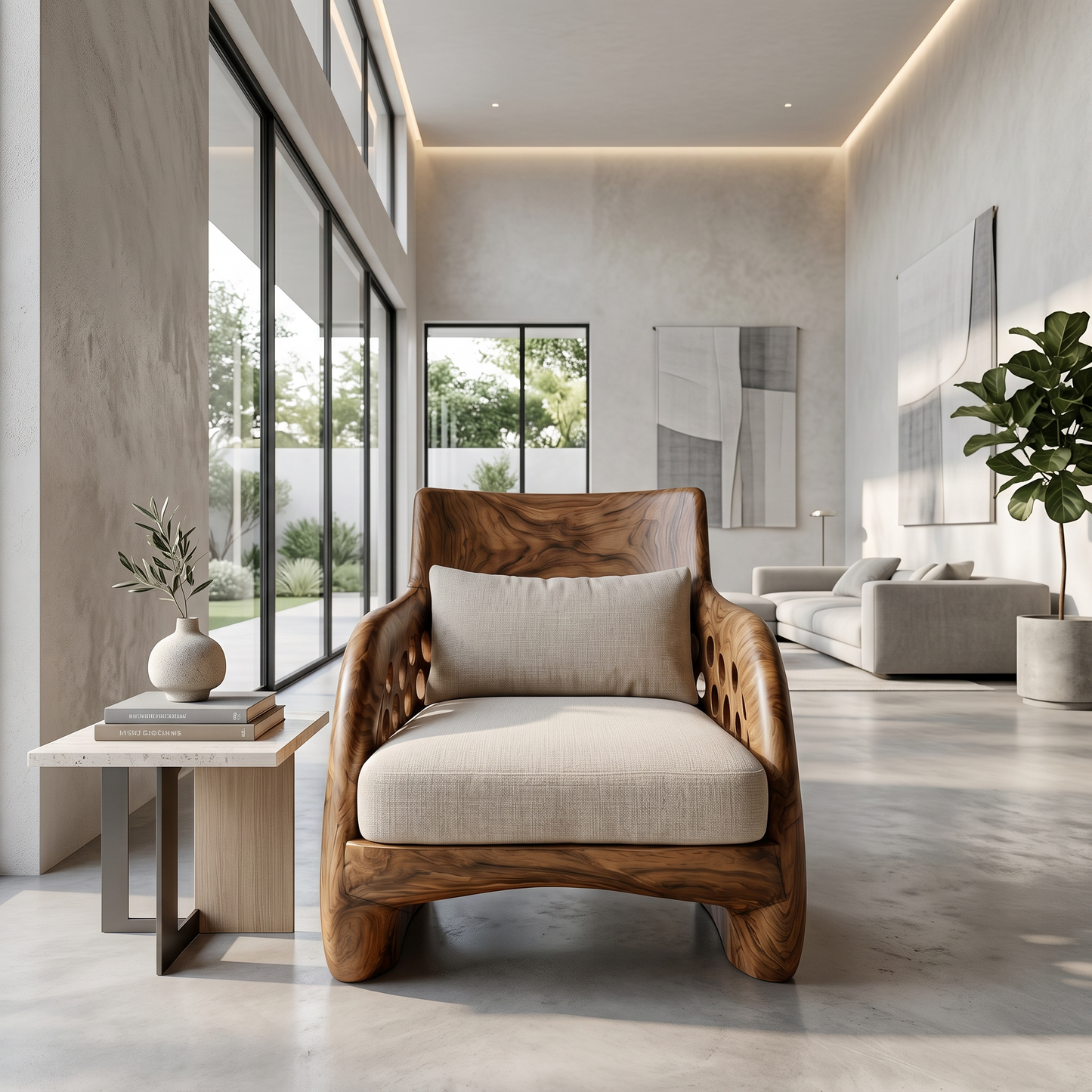 Contemporary Organic Accent Chair For Living Room