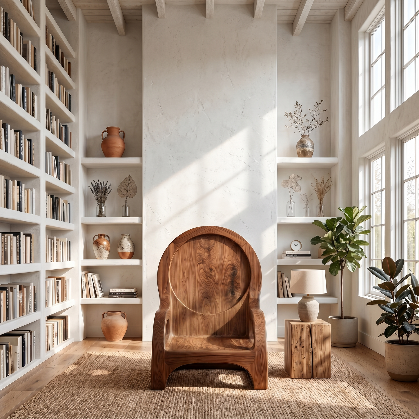 Organic Wooden Accent Chair For Living Room