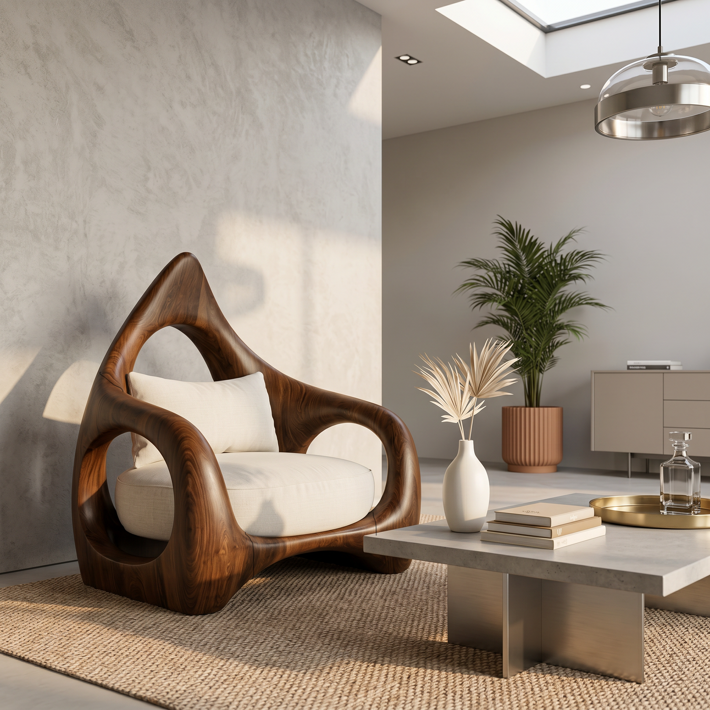 Handcrafted Leaf Back Armchair For Living Room