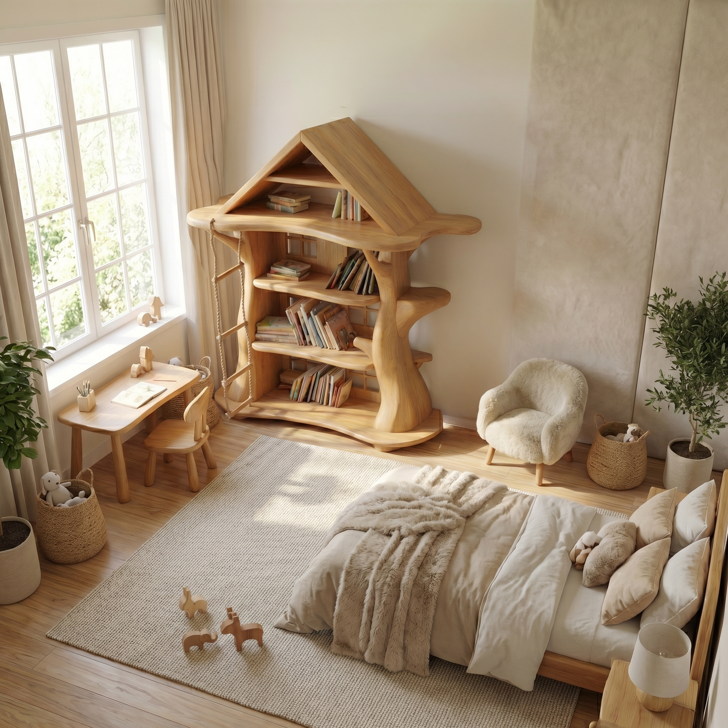 Montessori Tree House Bookshelf For Kids Room And Playroom