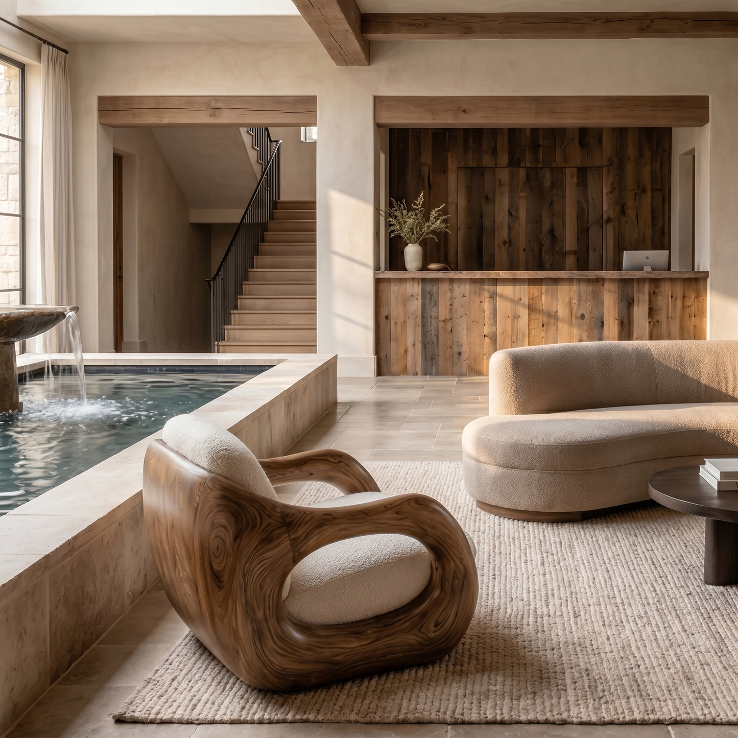 Sculptural Armchair Nature Inspired Wood Design For Living Room