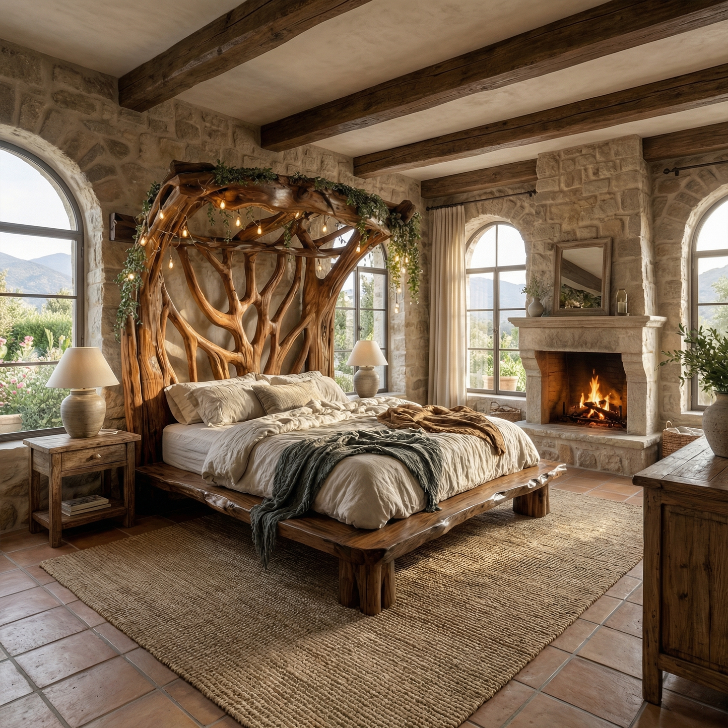 Rustic Tree Bed Modern Bedroom