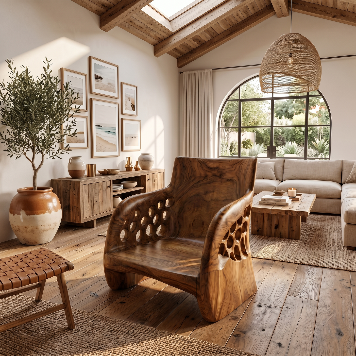 Contemporary Organic Accent Chair For Living Room