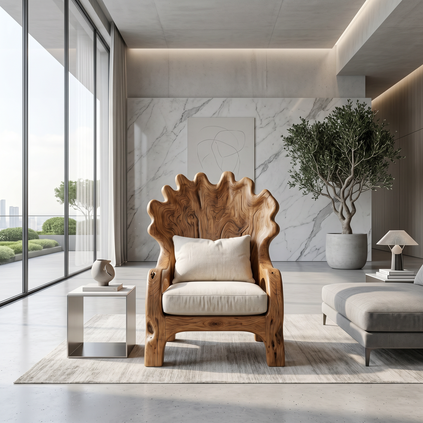 Handcrafted Wooden Lounge Chair For Living Room And Reading Nook