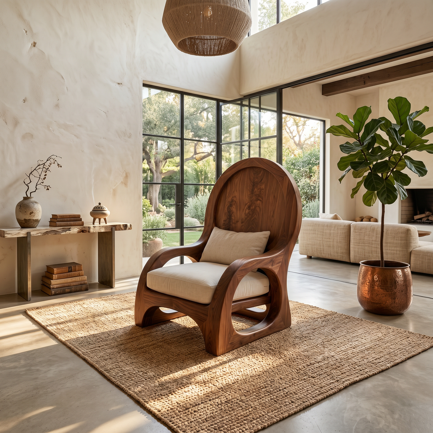 Organic Wooden Accent Chair For Living Room