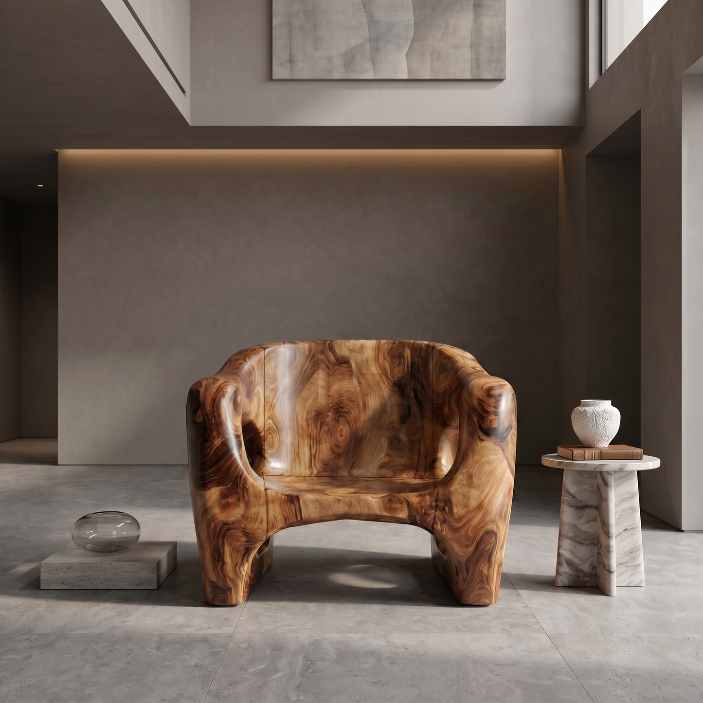 Modern Organic Wooden Armchair For Living Room