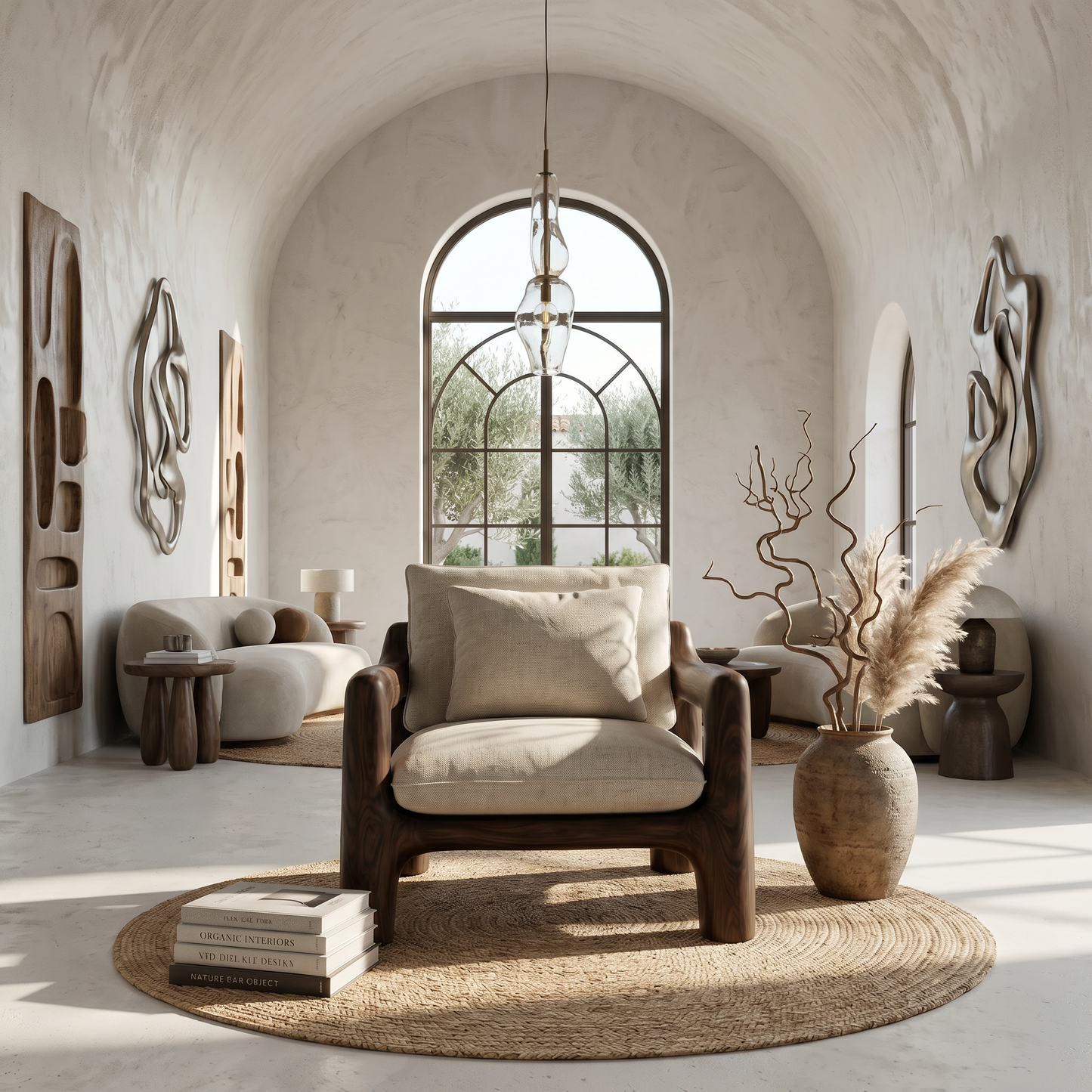 Rustic Organic Accent Chair For Living Room Statement Seating