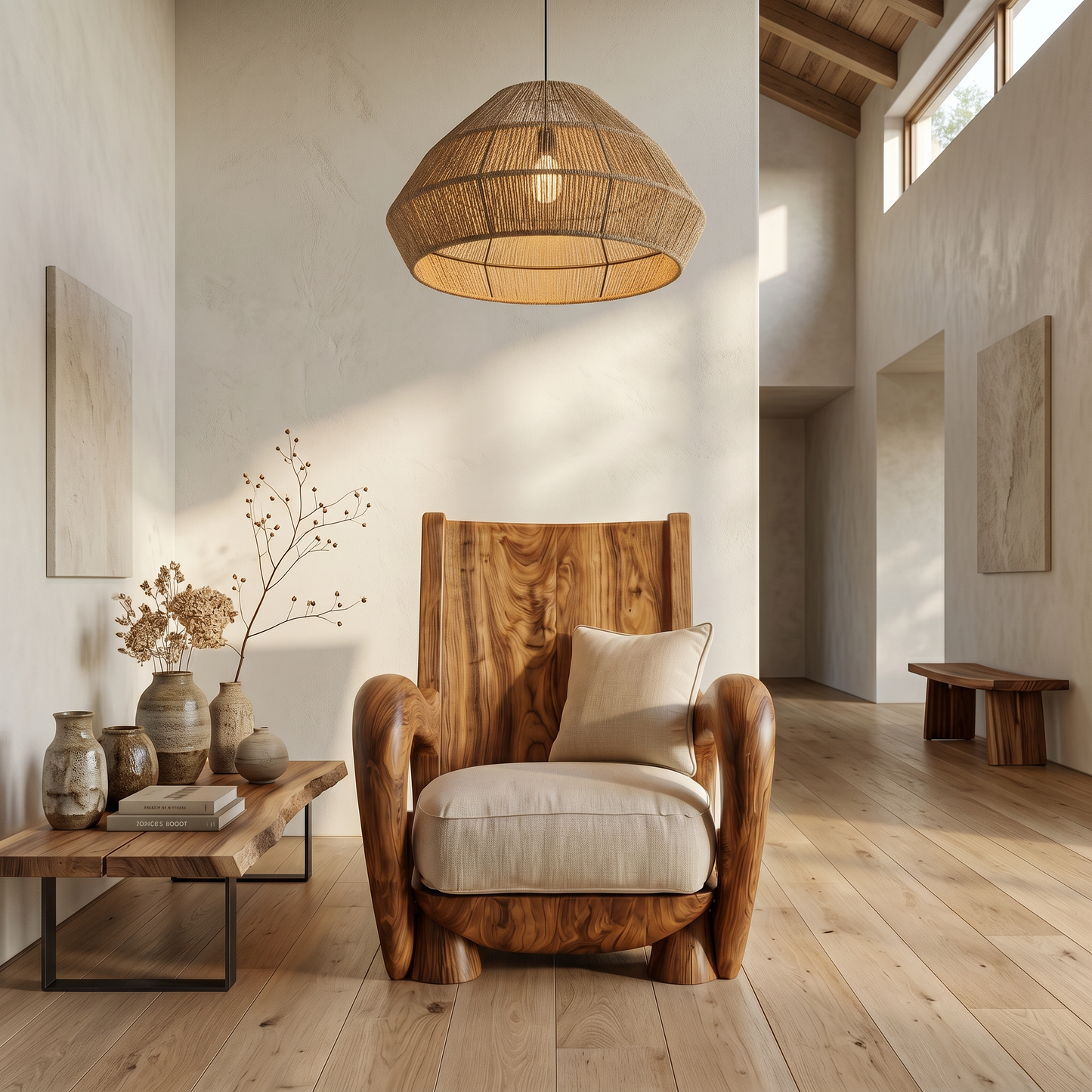Scandinavian Wooden Armchair For Living Room Cozy Lounge Seating