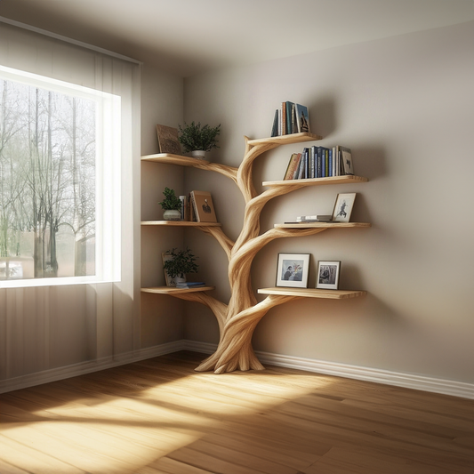 Rustic Organic Tree Corner Shelf Bedroom And Living Room