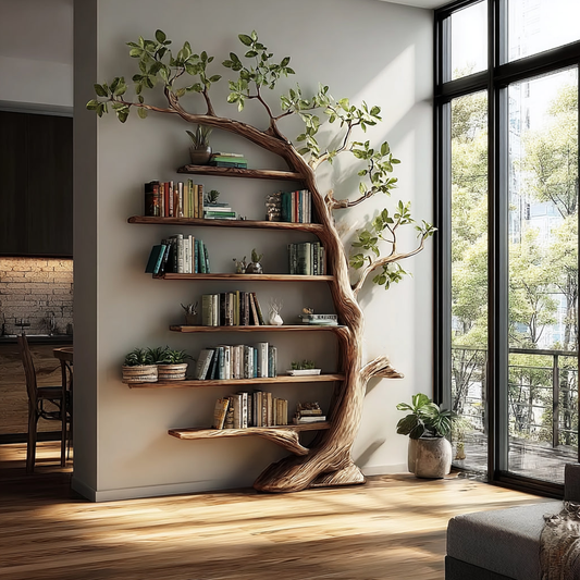 Handcrafted Tree Wall Shelf For Living Room
