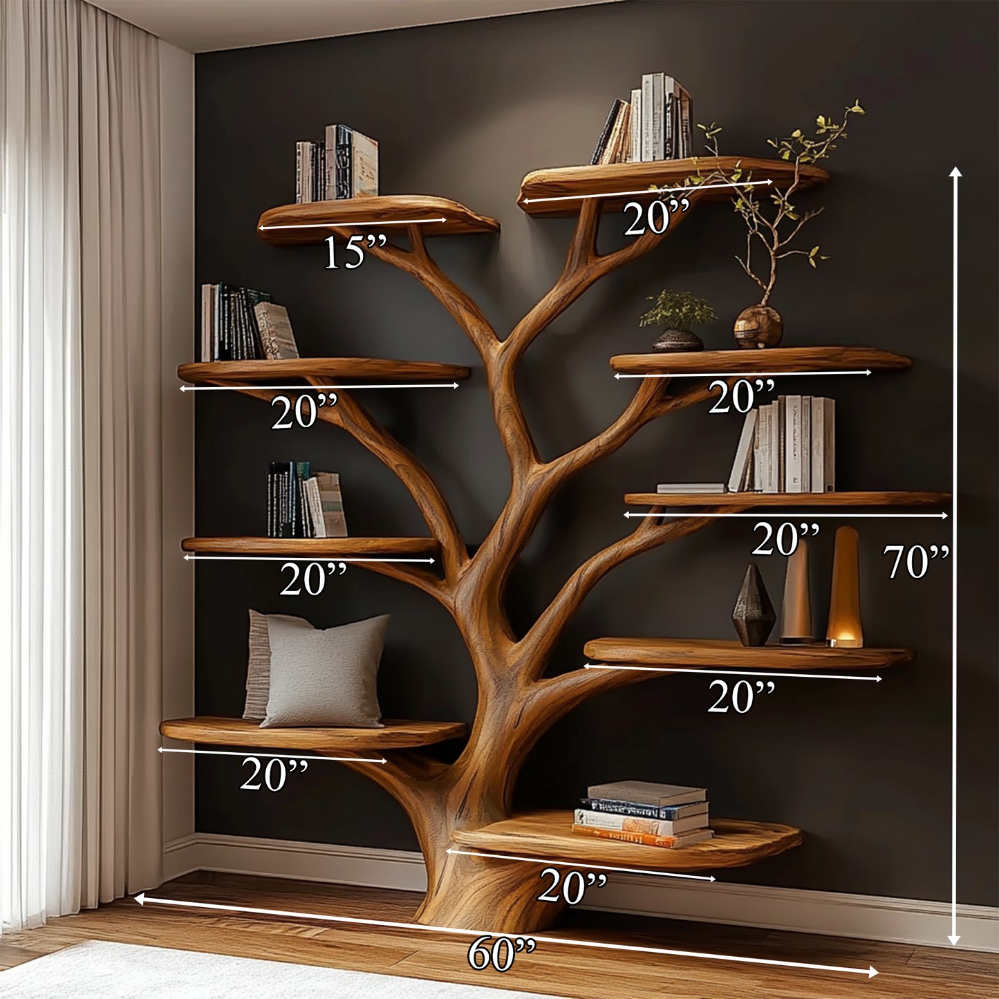 Rustic Christmas Tree Shelf Living Room Holiday Display