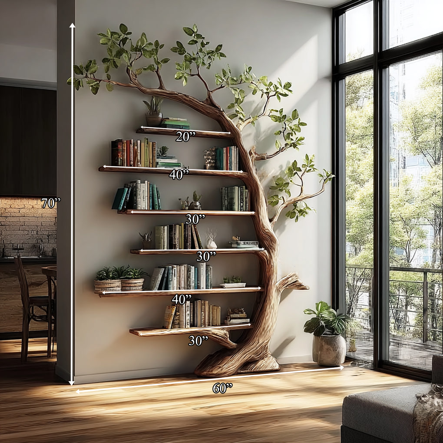 Handcrafted Tree Wall Shelf For Living Room