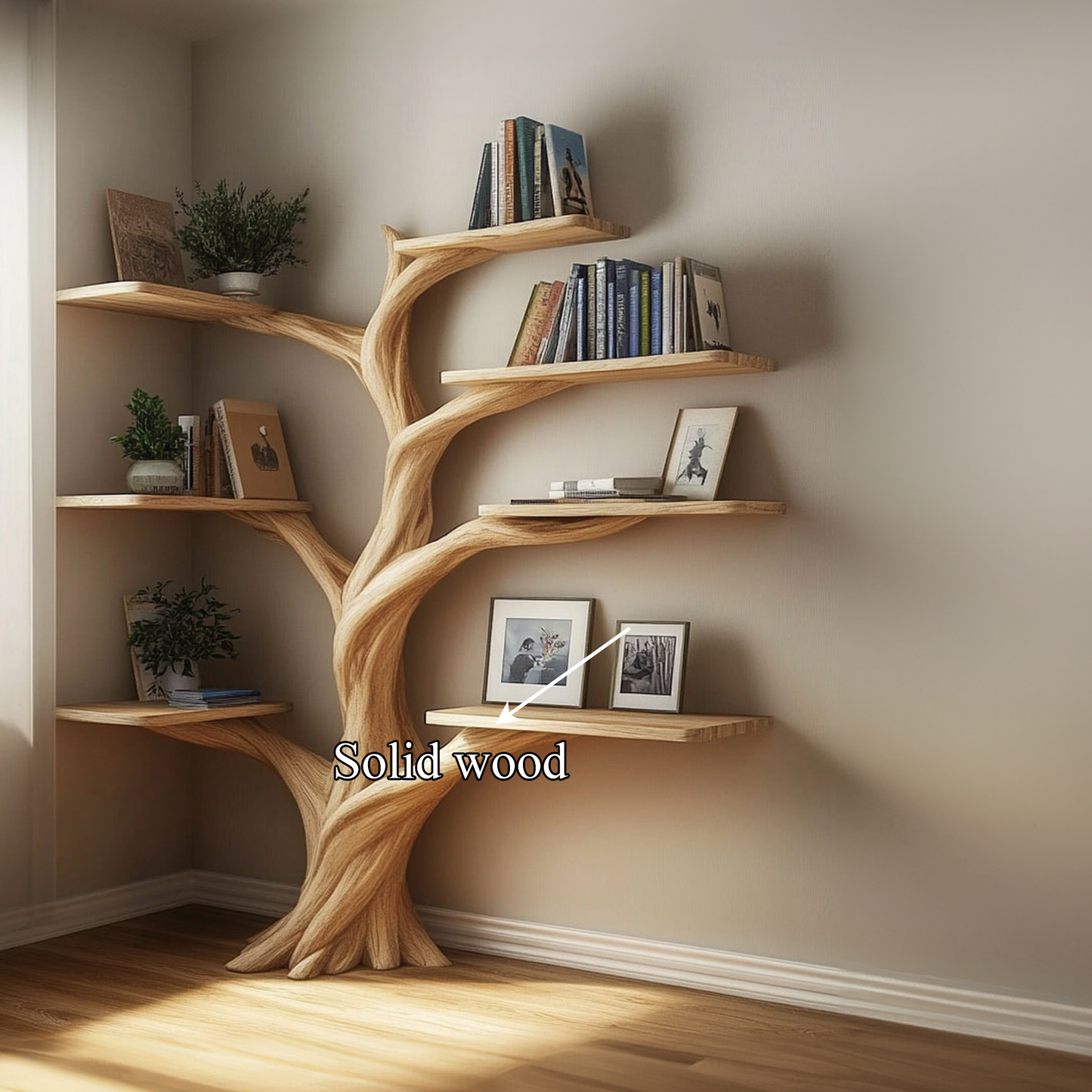 Rustic Organic Tree Corner Shelf Bedroom And Living Room