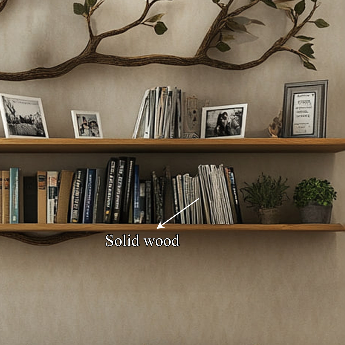 Organic Tree Branch Wall Bookshelf For Living Room