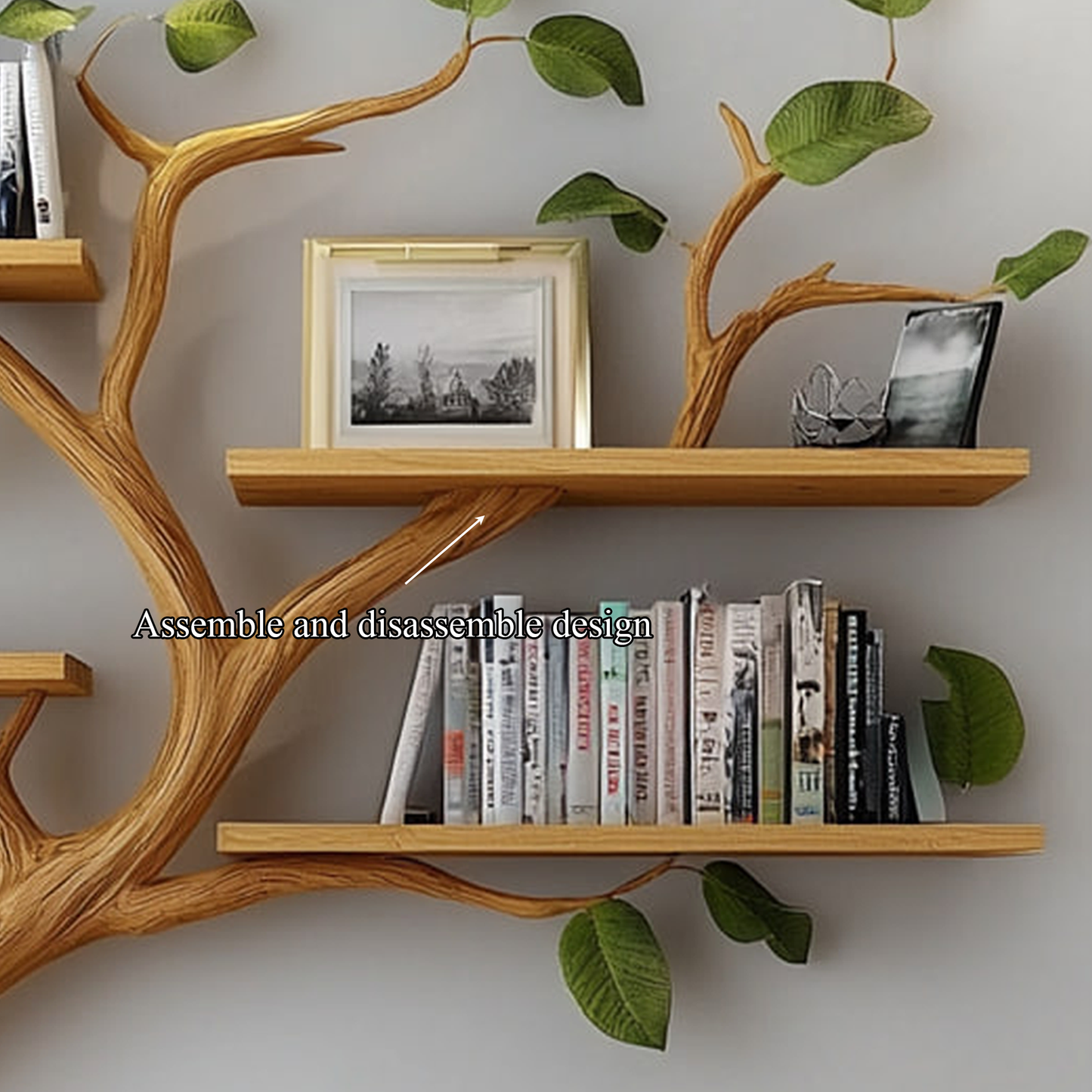 Mid Century Tree Branch Wall Display Shelf For Living Room