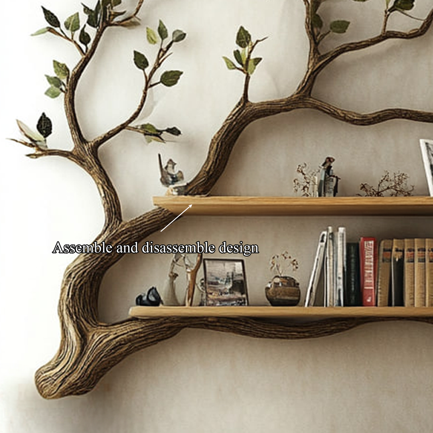 Organic Tree Branch Wall Bookshelf For Living Room