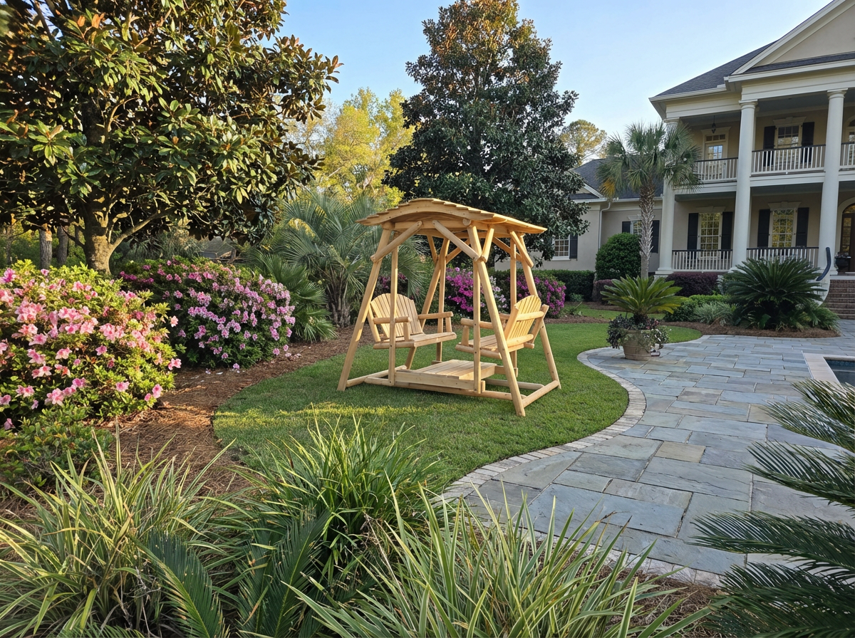 Double Benches Swing for Patio Plus Canopy Kit - Cedar Creek Rustic Furniture