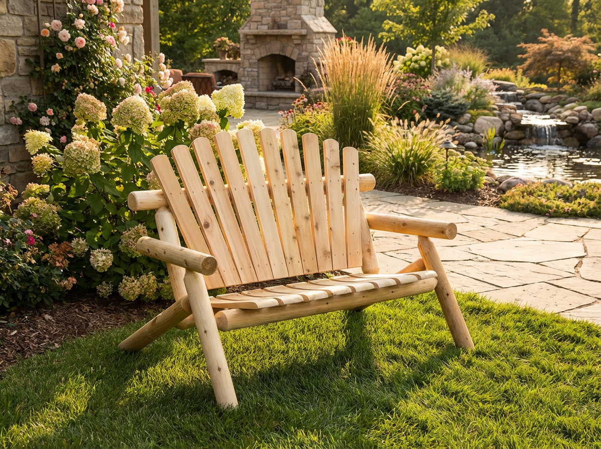 Durable Outdoor Wooden Bench - Cedar Creek Rustic Furniture