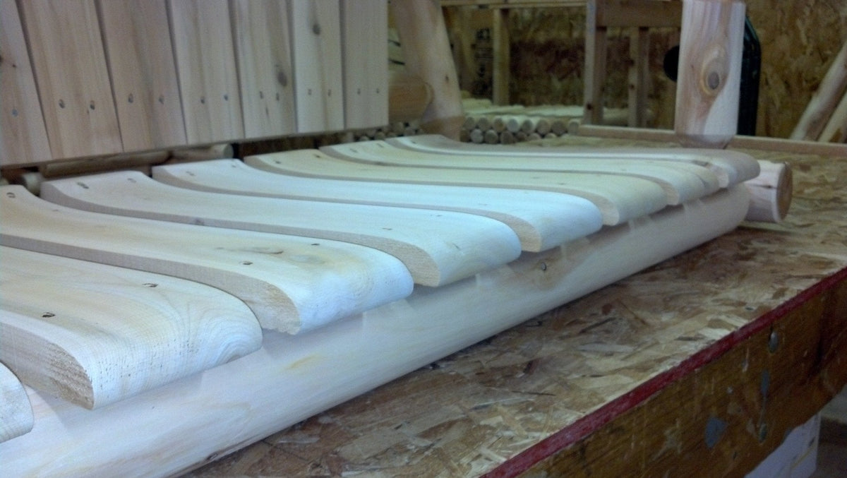 Smooth contoured seat slats for a comfortable rocking patio bench experience