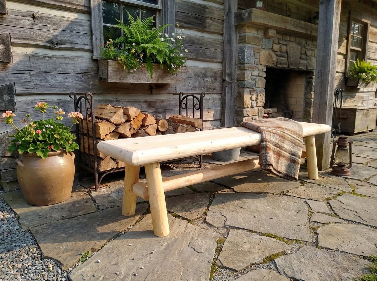Handmade Solid Wooden Bench - Cedar Creek Rustic Furniture