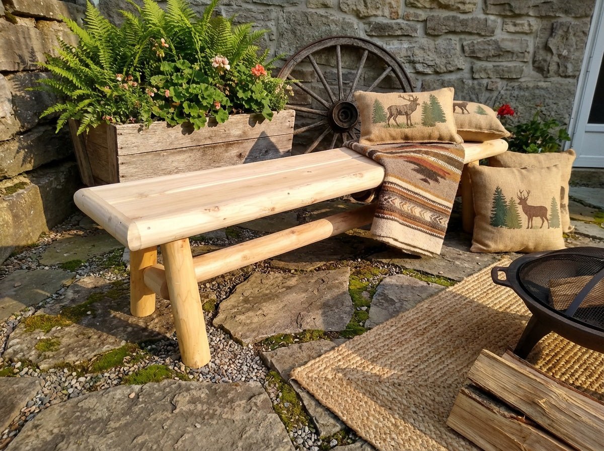 Handmade Solid Wooden Bench - Cedar Creek Rustic Furniture