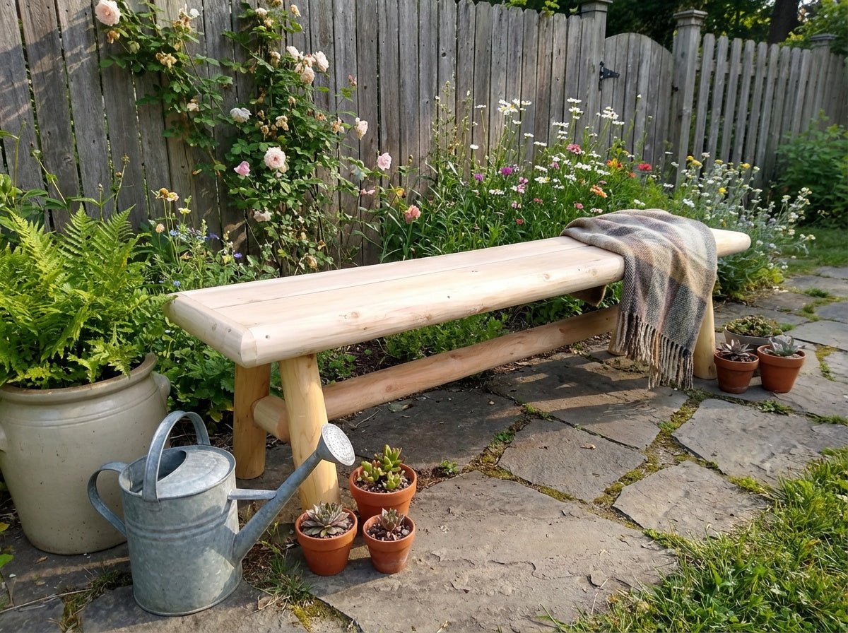 Handmade Solid Wooden Bench - Cedar Creek Rustic Furniture