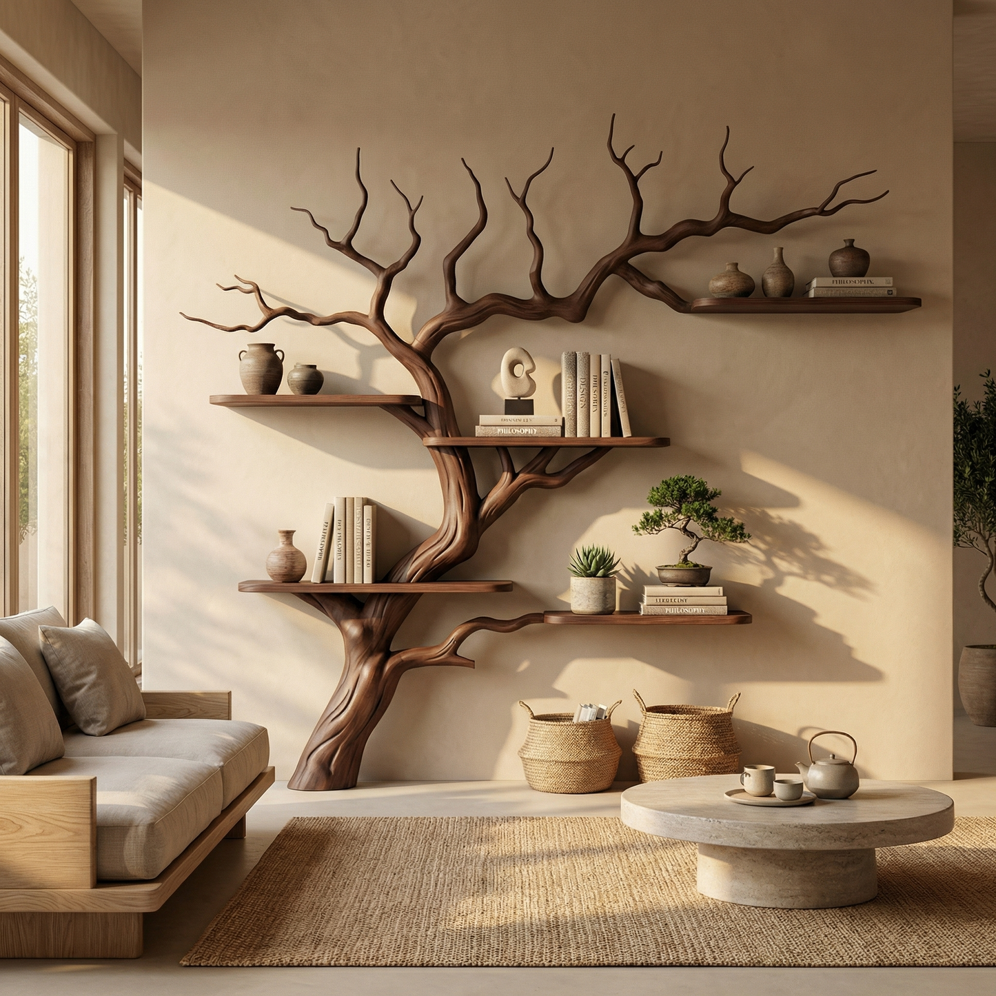Midcentury Tree Bookshelf Living Bedroom