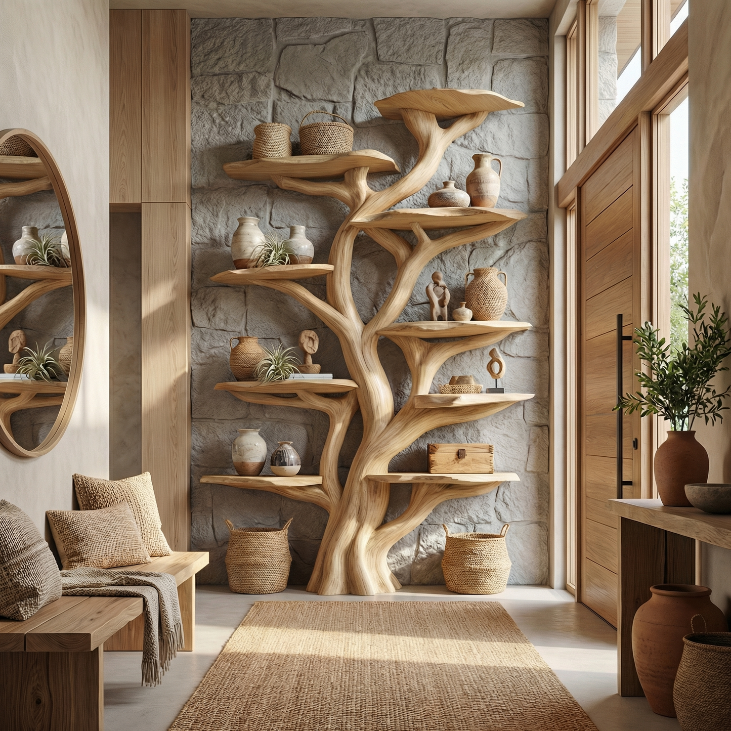 Wooden Tree Bookshelf Rustic Custom Display Gift