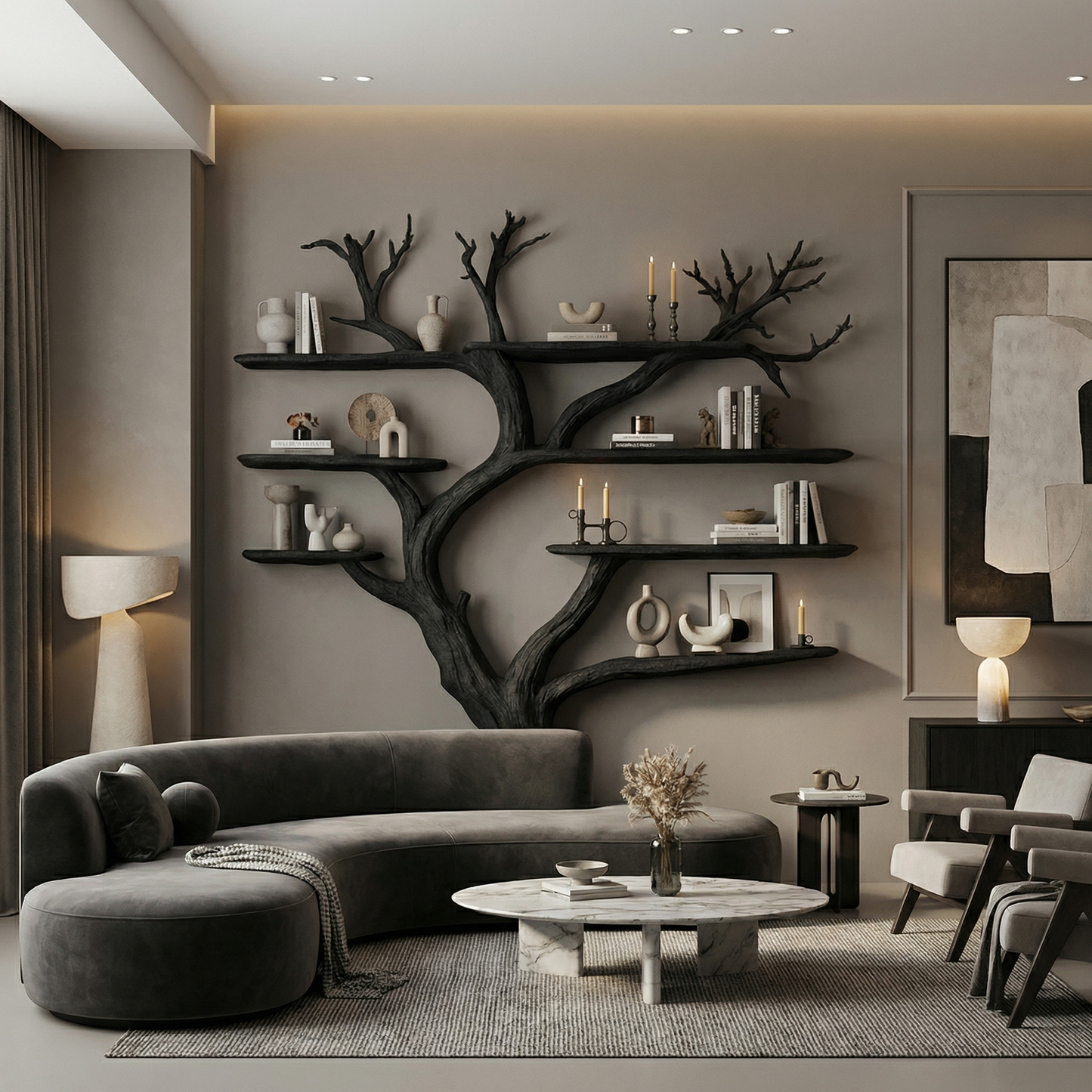Rustic Tree Bookcase Entryway Halloween