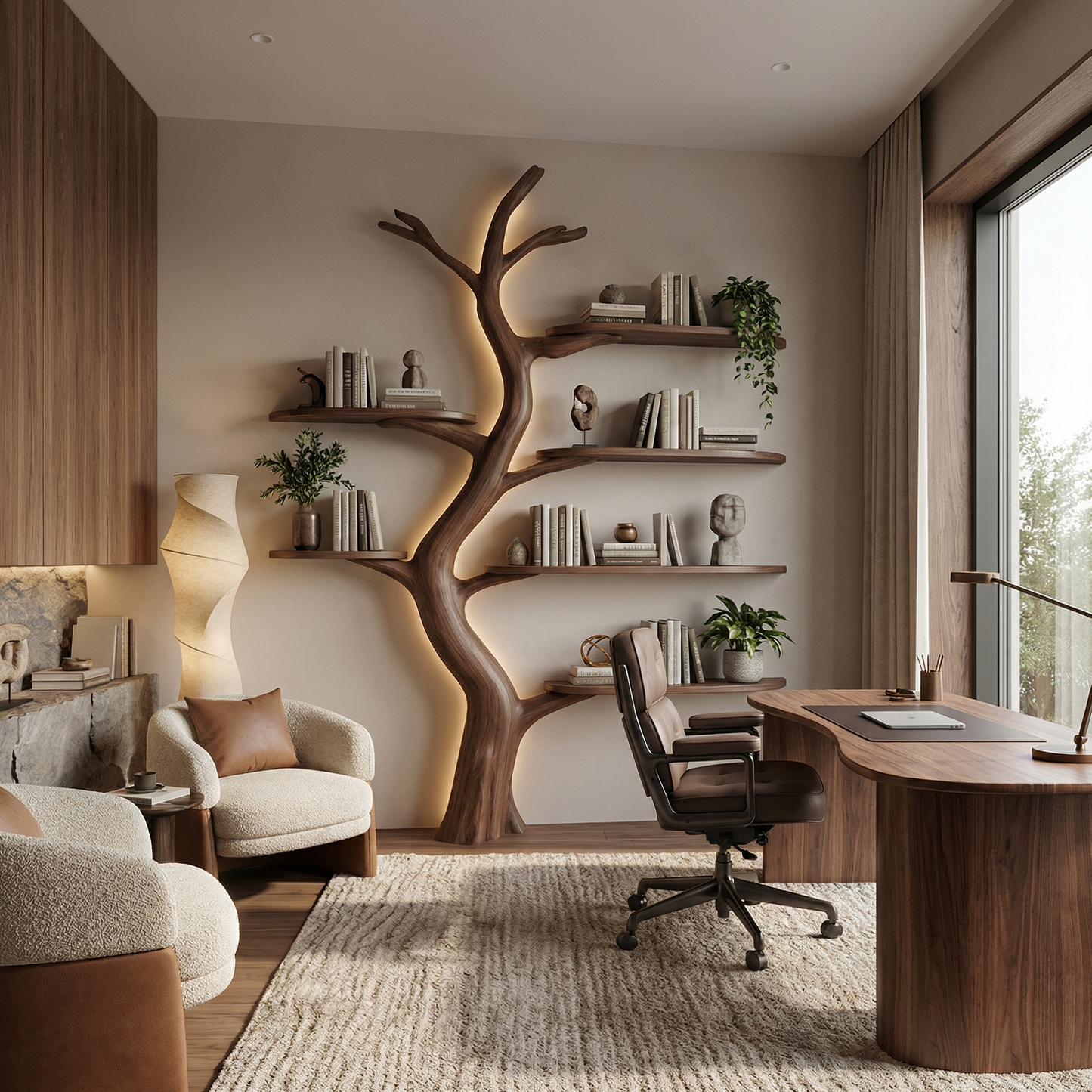 Midcentury Tree Bookcase Nursery Bedroom