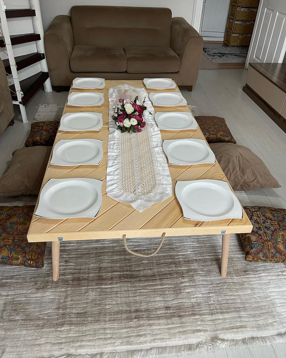 Handmade Folding Picnic Table | Wooden Low Table | Portable Camping Table | Beach Picnic Table | Floor Dining Table | Custom Size Available