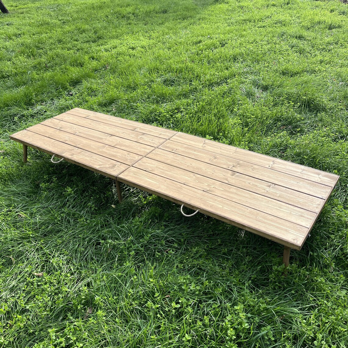 Japanese Low Table, Wood Foldable Table, Handcrafted Table, Portable Picnic Table, Outdoor Low Seat Table, 80"x28" Party Table, Boho Table