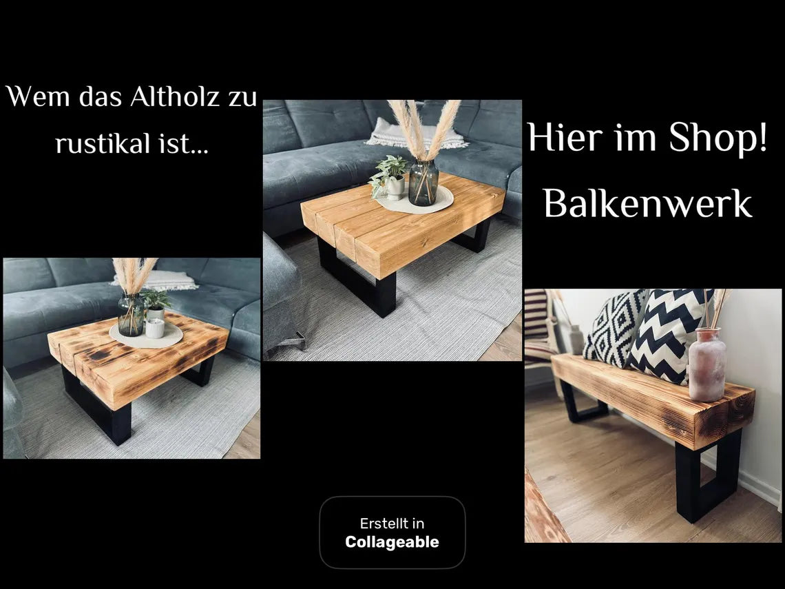 Handcrafted wooden coffee table for living room, made from beams, reclaimed wood, rustic, country style, industrial, solid wood, handmade, upcycled