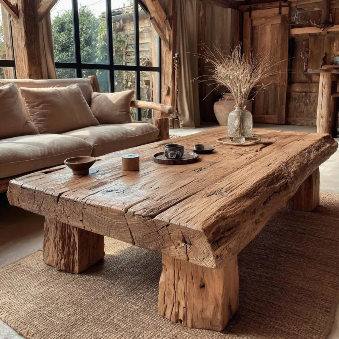 Custom Walnut Live Edge Coffee Table – Solid Wood Farmhouse Furniture