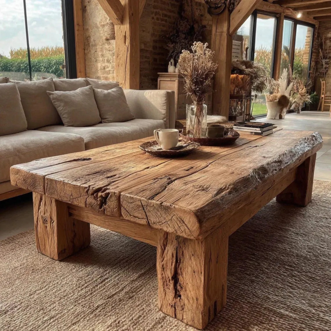 Custom Walnut Live Edge Coffee Table – Solid Wood Farmhouse Furniture
