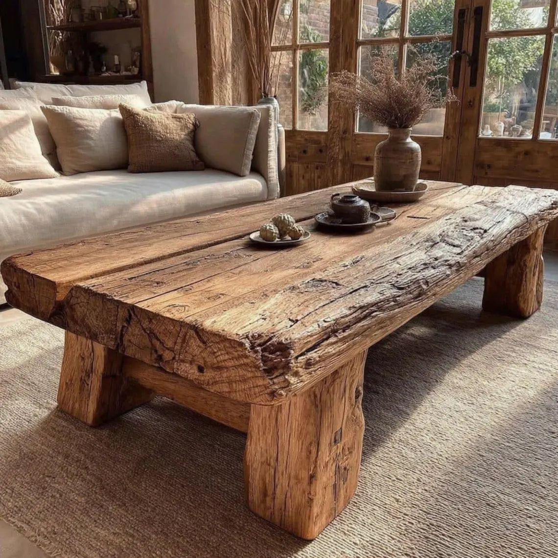 Custom Walnut Live Edge Coffee Table – Solid Wood Farmhouse Furniture