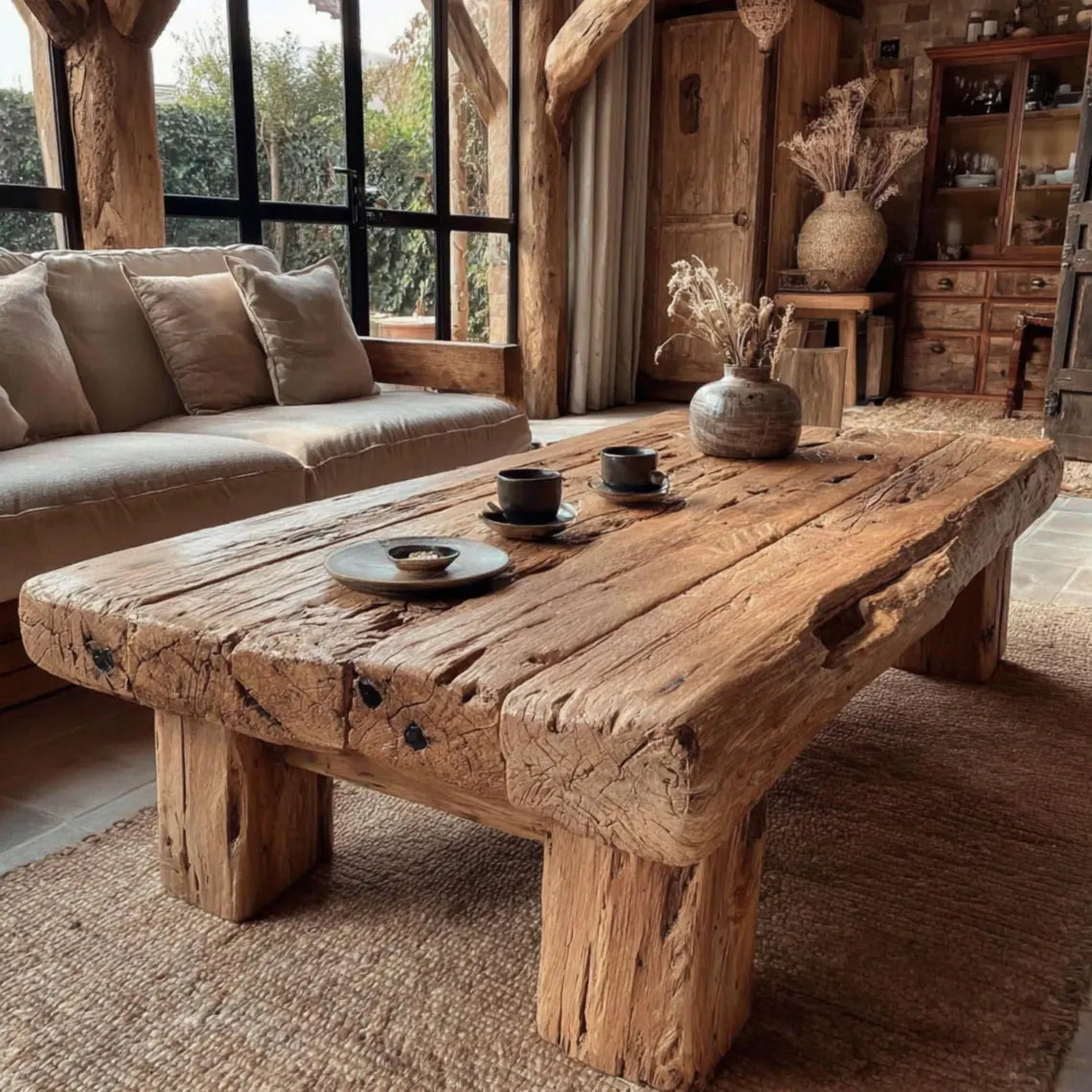 Custom Walnut Live Edge Coffee Table – Solid Wood Farmhouse Furniture