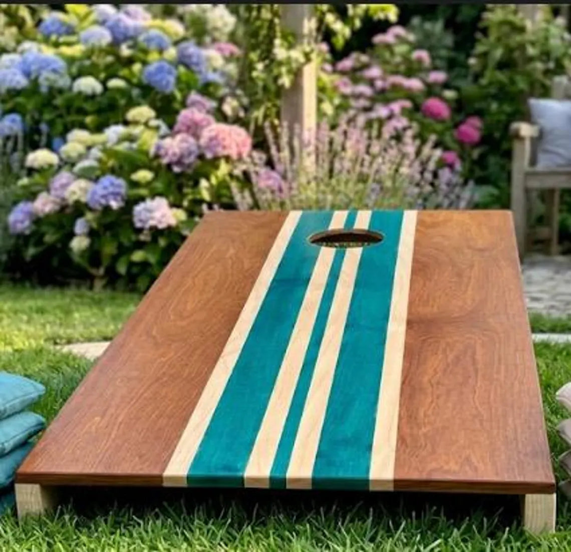 Wooden Cornhole Board | Size Selectable | Includes 8 Bean Bags | Compact Toss Game for Garden, Park & Travel | Outdoor Game, Party Game