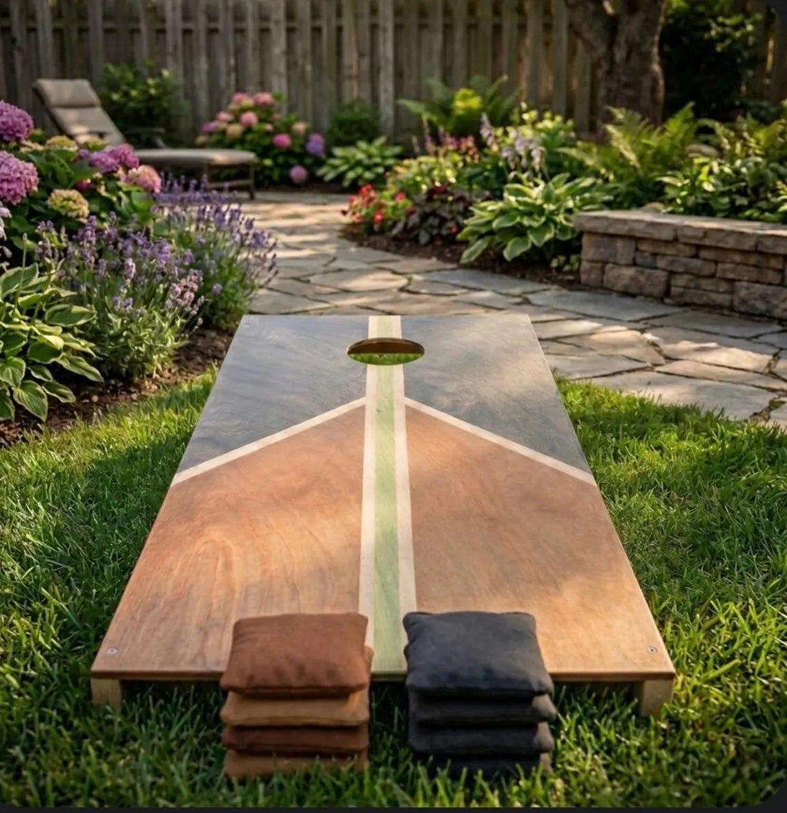 Wooden cornhole board including 8 beanbags – size selectable – handcrafted outdoor game for garden & wedding – Peace Design