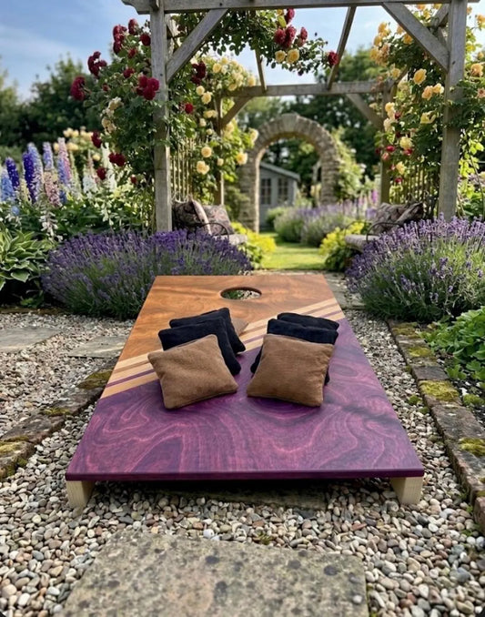 Wooden Cornhole Board | Size Selectable | Includes 8 Bean Bags | Compact Throwing Game for Garden, Park, Party & Travel, Outdoor Game